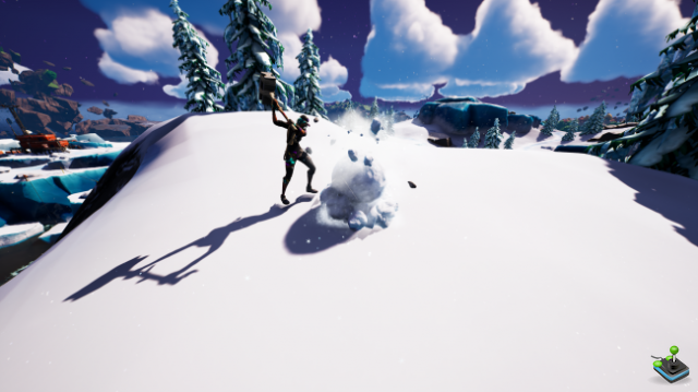 Hide in a giant snowball at Drowsy Fir Trees, Brutal Bastion, and Lonely Labs, Winterfest 2022 challenge