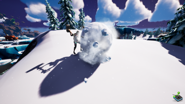 Hide in a giant snowball at Drowsy Fir Trees, Brutal Bastion, and Lonely Labs, Winterfest 2022 challenge