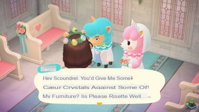 Stagione dei matrimoni con Serge e Risette, premi e informazioni in Animal Crossing: New Horizons